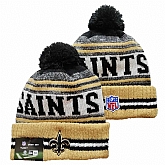 Saints Team Logo Cream and Black Pom Cuffed Knit Hat YD,baseball caps,new era cap wholesale,wholesale hats